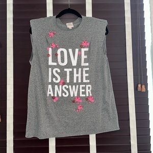 Cinq à Sept Reese “love is the answer” Embellished Sleeveless Tank Top